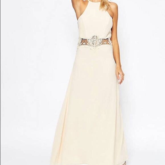NWT Jarlo London ASOS Cream Aden Maxi Dress Lace Insert Waist Size XS/8 - Picture 8 of 12